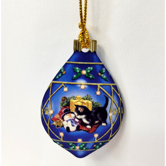 Unmarked Other - Blue Christmas Ornament Teardrop Cat Snowman Holiday Tree Hanging Decor Cute New